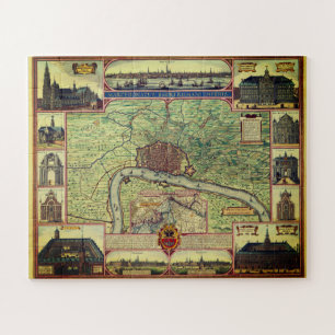 Vintage Karte von Antwerpen, Belgien Jigsaw Puzzle