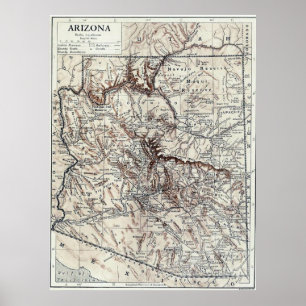 Vintage Karte von Arizona (1911) Poster