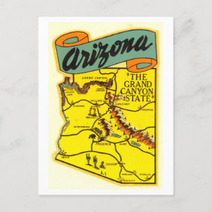 Vintage Karte von Arizona Postkarte