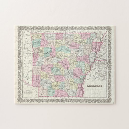 Vintage Karte von Arkansas (1855) Puzzle (Horizontal)