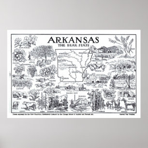 Vintage Karte von Arkansas (1912) Poster