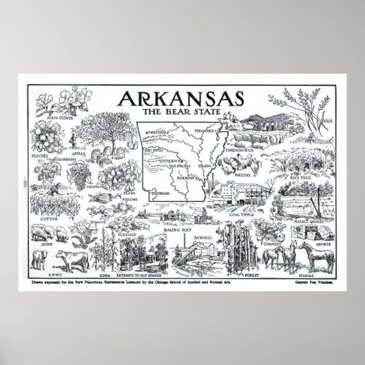 Vintage Karte von Arkansas (1912) Poster (Vorne)