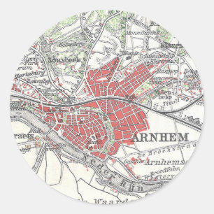 Vintage Karte von Arnhem und von Umgebung (1905) Runder Aufkleber