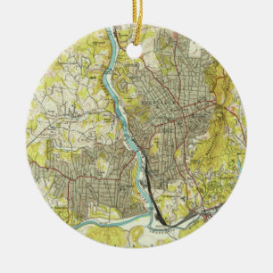 Vintage-Karte von Asheville North Carolina (1943) Keramikornament
