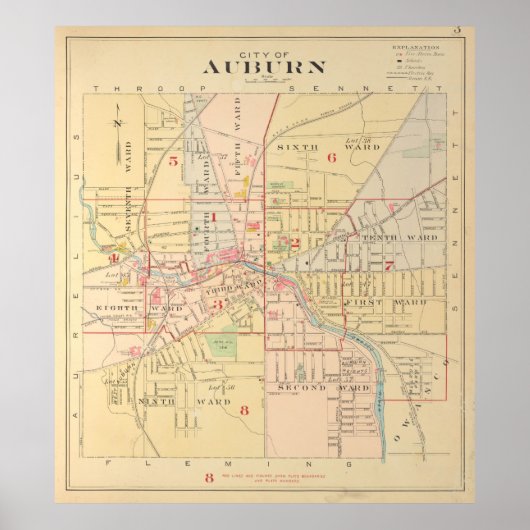Vintage Karte von Auburn NY (1904) Poster (Vorne)