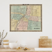 Vintage Karte von Aurora IL (1876) Poster (Küche)