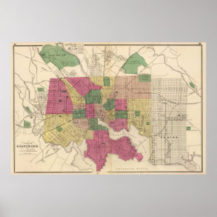 Vintage Karte von Baltimore (1873) Poster