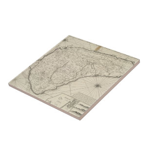 Vintage Karte von Barbados (1725) Fliese