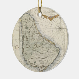 Vintage Karte von Barbados (1758) Keramikornament