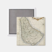Vintage Karte von Barbados (1758) Magnet (Vorderseite/Rückseite)