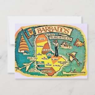 Vintage-Karte von Barbados als Postkarte
