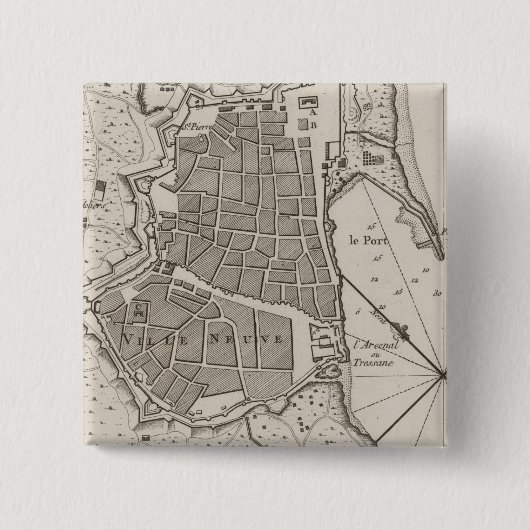 Vintage Karte von Barcelona Spanien (1764) Button (Vorderseite)