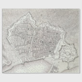 Vintage Karte von Barcelona Spanien (1806) Geschenkpapier (Flach)