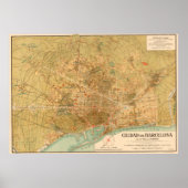 Vintage Karte von Barcelona Spanien (1919) Poster (Vorne)