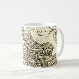 Vintage Karte von Basel (1642) Kaffeetasse