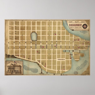 Vintage Karte von Beaufort SC (1860er) Poster