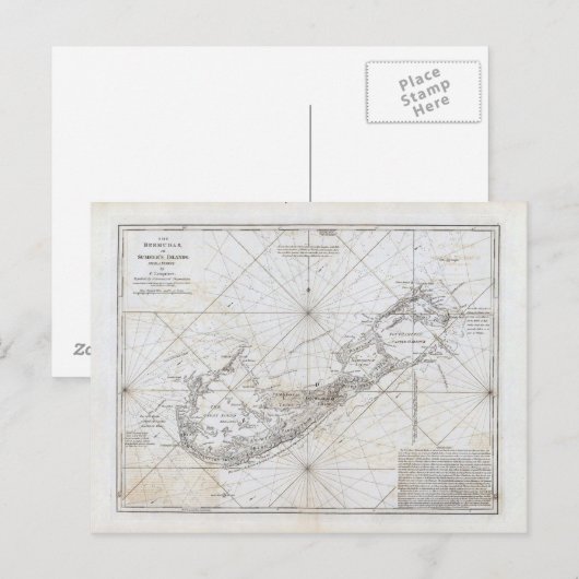 Vintage Karte von Bermuda (Vorne/Hinten)