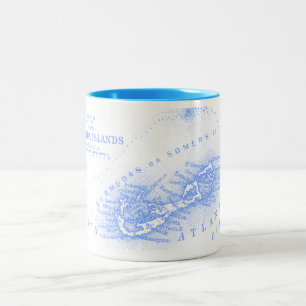 Vintage-Karte von Bermuda, Hellblau Zweifarbige Tasse
