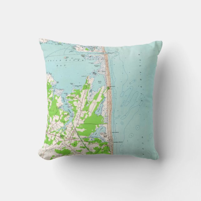 Vintage Karte von Bethany Strand Delaware (1954) Kissen (Vorderseite)