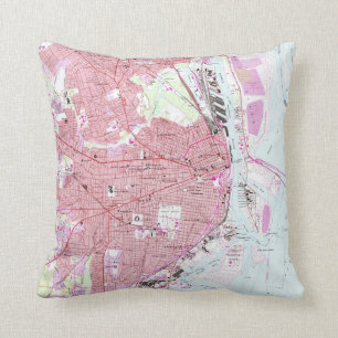 Vintage Karte von beweglichem Alabama (1953) Kissen