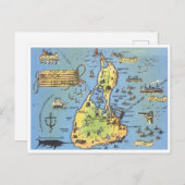 Vintage Karte von Block Island, Rhode Island (Vorne/Hinten)
