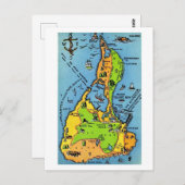 Vintage Karte von Blockinsel (Vorne/Hinten)