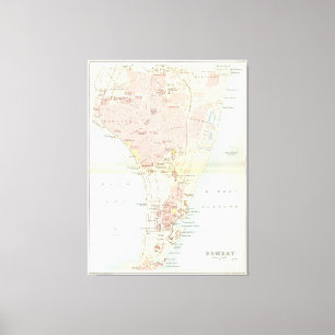 Vintage Karte von Bombay Indien (1893) Leinwanddruck