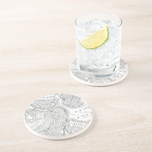 Vintage Karte von Boston (1878) Sandstein Untersetzer (Seite)