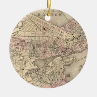 Vintage Karte von Boston (1880) Keramikornament