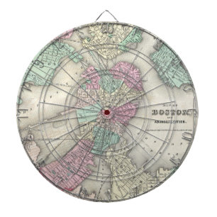 Vintage Karte von Boston-Hafen (1857) Dartscheibe