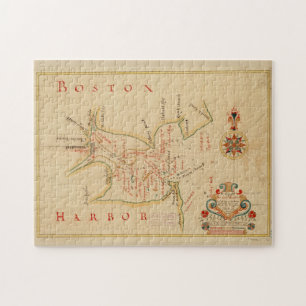 Vintage Karte von Boston Harbour (1694) Puzzle