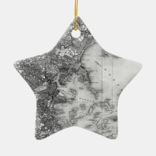 Vintage Karte von Boston Keramikornament (Vorne)