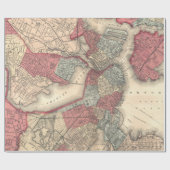Vintage Karte von Boston Massachusetts (1871) Geschenkpapier (Flach)