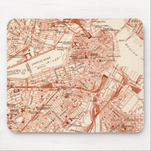 Vintage-Karte von Boston Mousepad