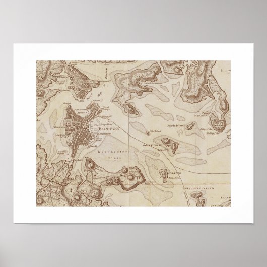 Vintage Karte von Boston Poster (Vorne)