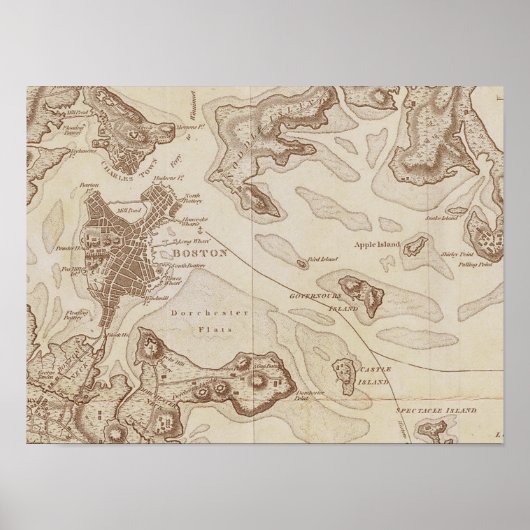 Vintage Karte von Boston Poster (Vorne)