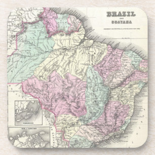 Vintage Karte von Brasilien (1855) Untersetzer
