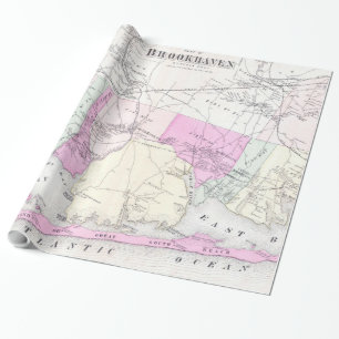 Vintage-Karte von Brookhaven und Fire Island NY (1 Geschenkpapier