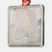 Vintage Karte von Brooklyn (1873) Silbernes Ornament (Links)