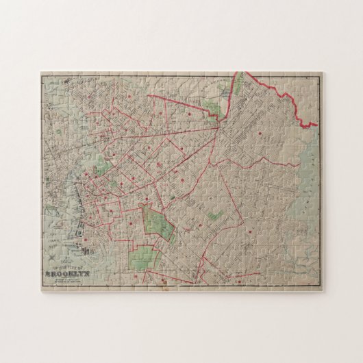 Vintage Karte von Brooklyn NY (1895) Puzzle (Horizontal)
