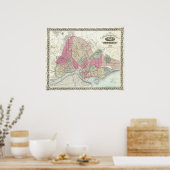 Vintage Karte von Brookyln (1868) Poster (Küche)