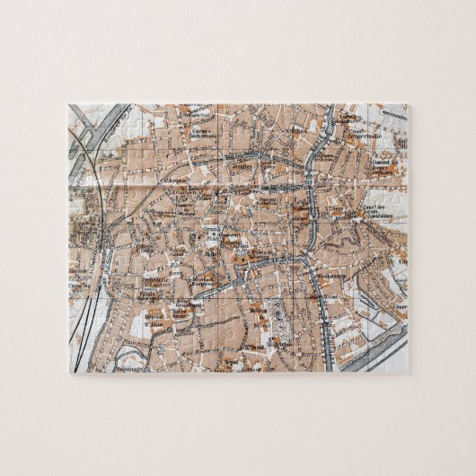 Vintage Karte von Brügge (1905) Puzzle (Horizontal)