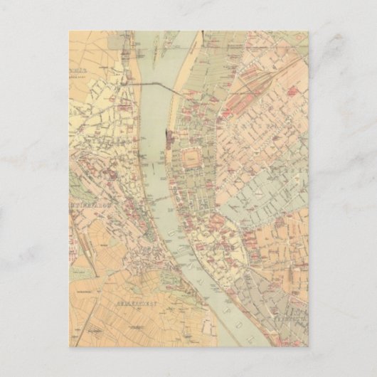 Vintage Karte von Budapest Ungarn (1884) (Vorderseite)