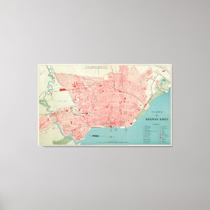 Vintage Karte von Buenos Aires Argentinien (1888) Leinwanddruck