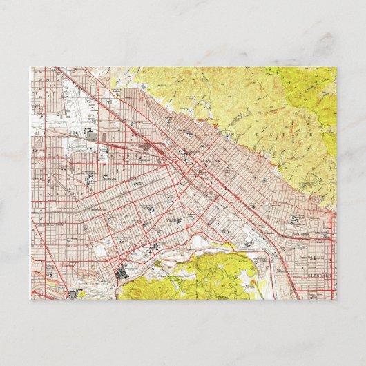 Vintage Karte von Burbank California (1953) (Vorderseite)