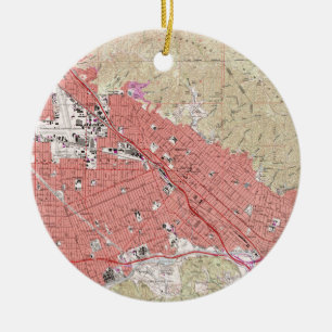 Vintage Karte von Burbank Kalifornien (1966) Keramikornament