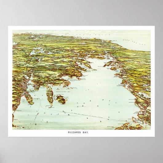 Vintage Karte von Buzzards Bay, Massachusetts Poster (Vorne)