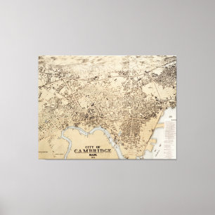 Vintage Karte von Cambridge Massachusetts (1877) Leinwanddruck