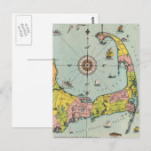 Vintage Karte von Cape Cod (Vorne/Hinten)