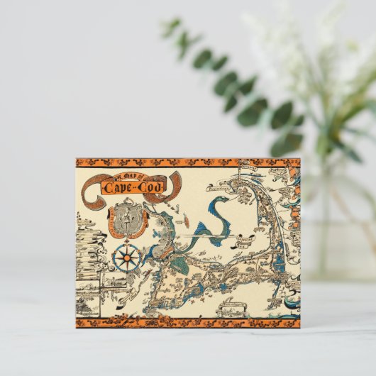 Vintage Karte von Cape Cod (Stehend Vorderseite)